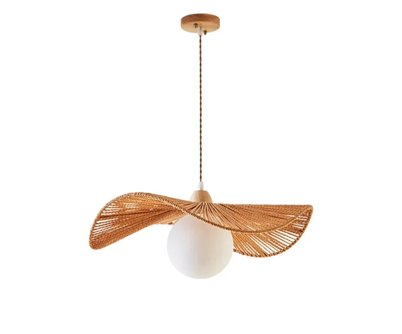 Straw Hat Woven Rattan Pendant