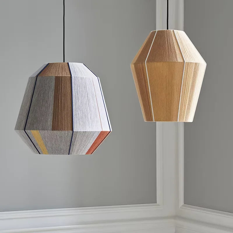 Boho Geometric Colourful Rattan Pendant