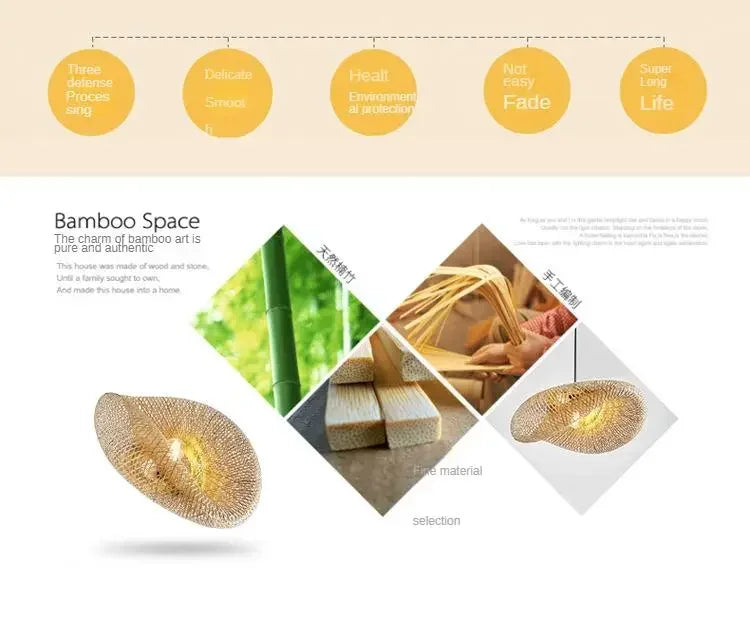 Modern Bamboo Rattan Chandelier (40-80cm)
