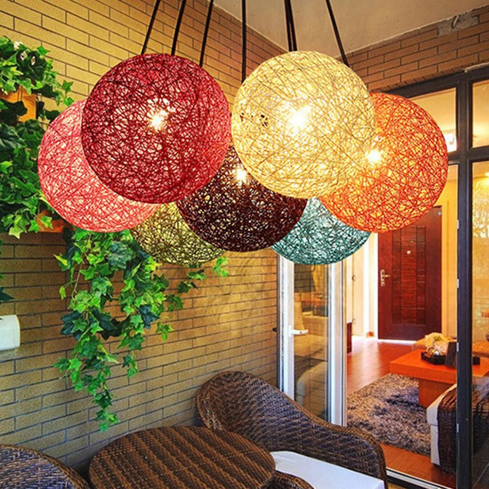 Nordic Hand-Woven Rattan Pendant