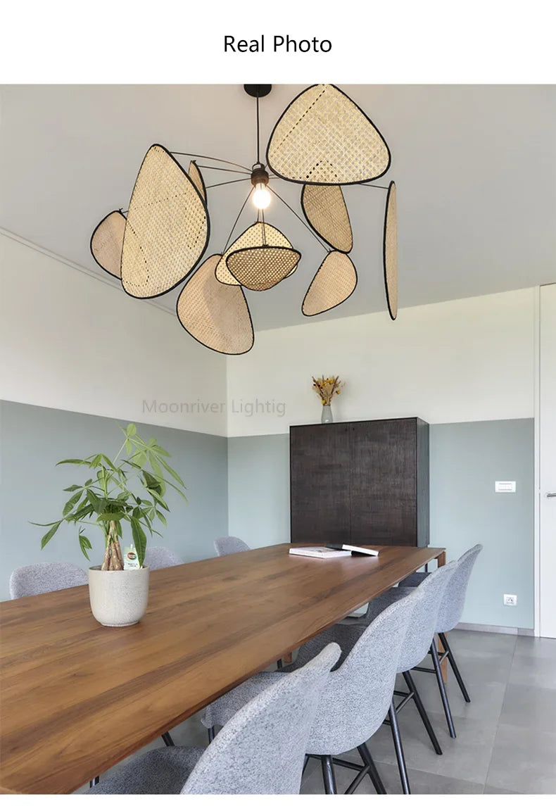 Rattan Petal Pendant Chandelier