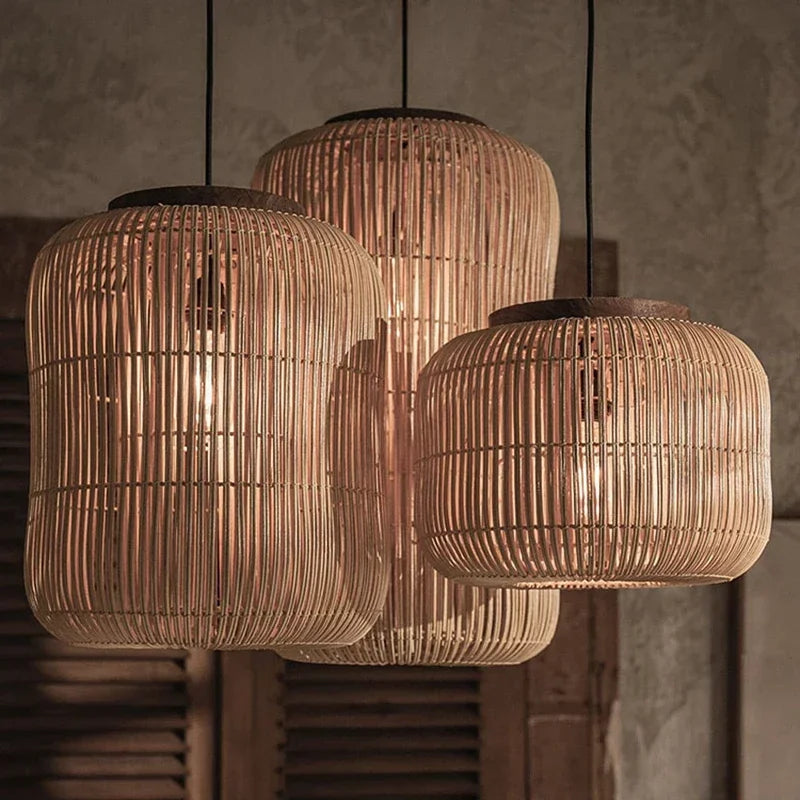Japanese Wabi-Sabi Rattan Chandelier