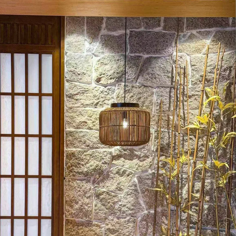 Japanese Wabi-Sabi Rattan Chandelier