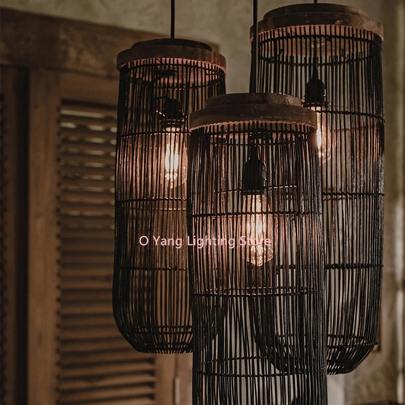 Handmade Woven Rattan LED Pendant