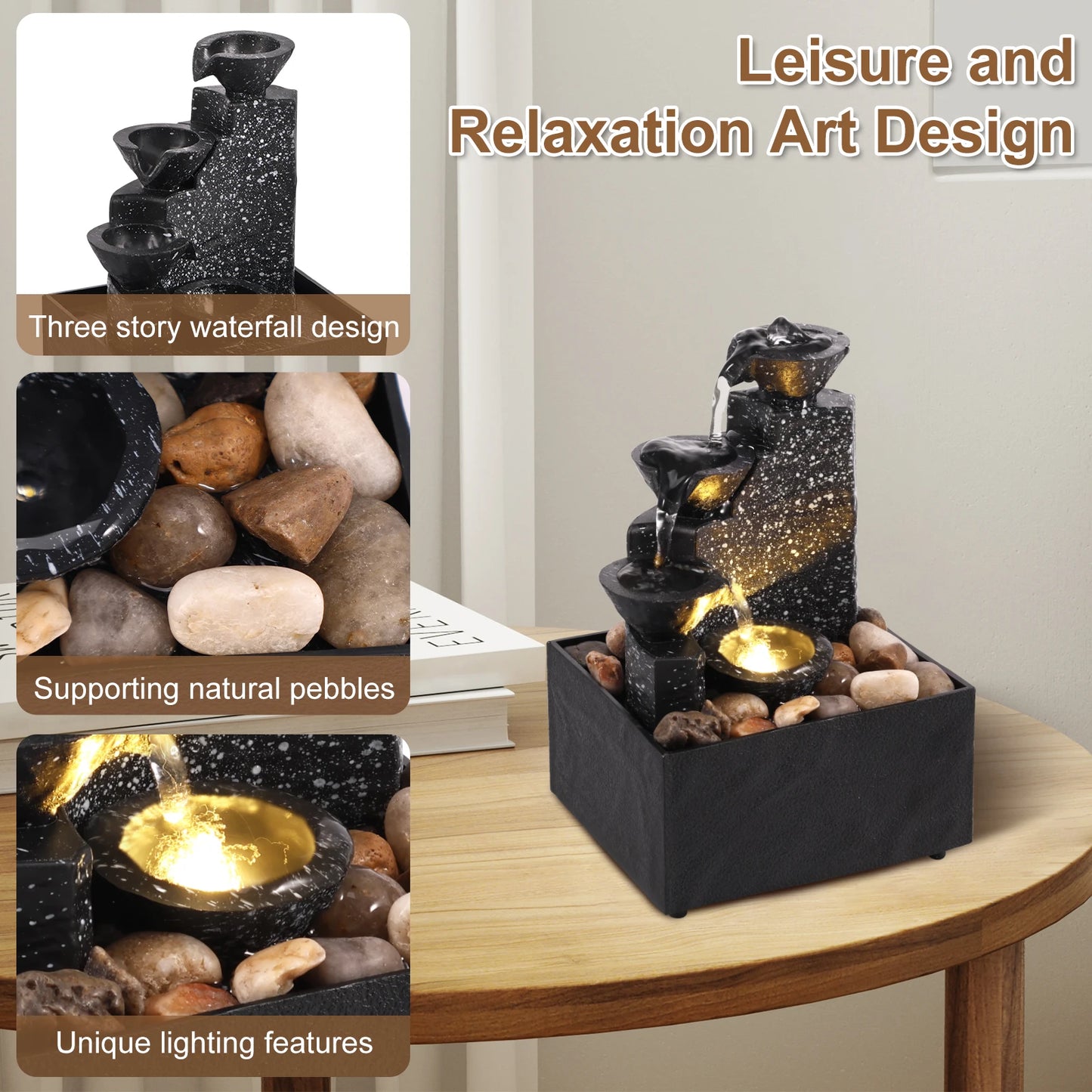 Tabletop Waterfall Fountain with Lights