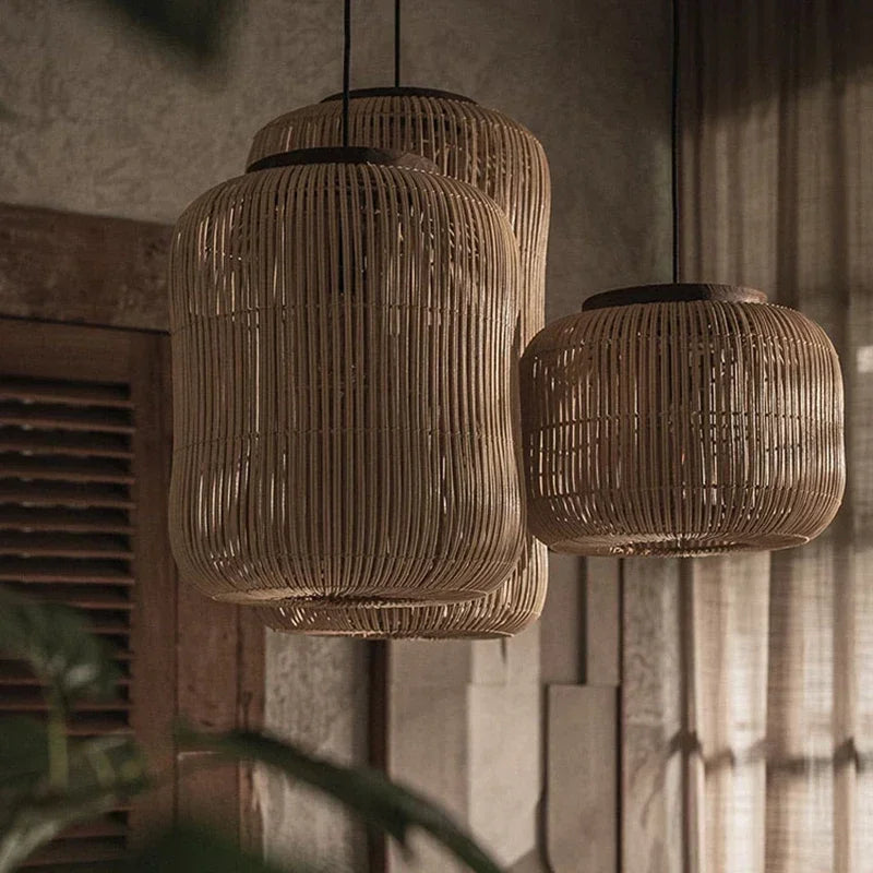 Japanese Wabi-Sabi Rattan Chandelier