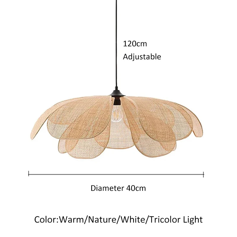 Rattan Woven Petal LED Pendant