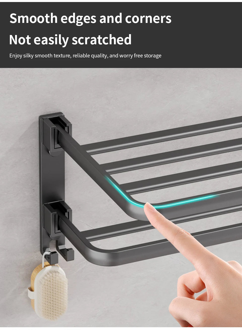 Matte Black Folding Towel Rack