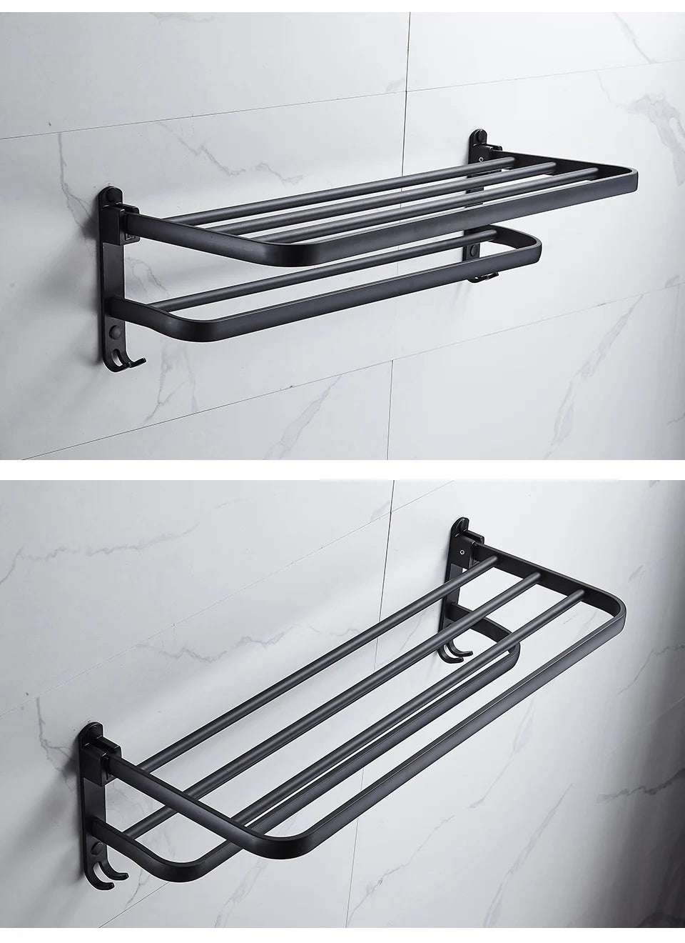 Matte Black Folding Towel Rack