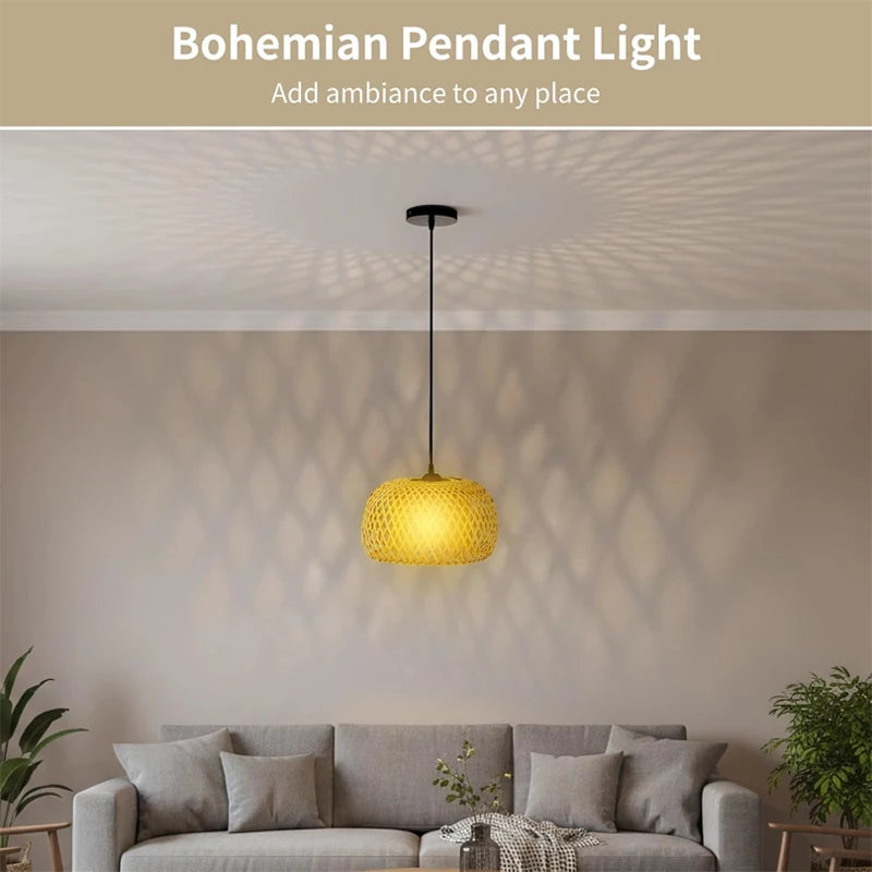 Bamboo Lantern Rattan Pendant Light