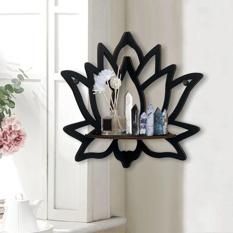 Wooden Lotus Aromatherapy Wall Shelf