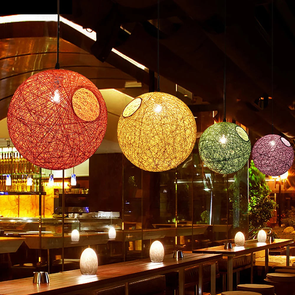Nordic Hand-Woven Rattan Pendant
