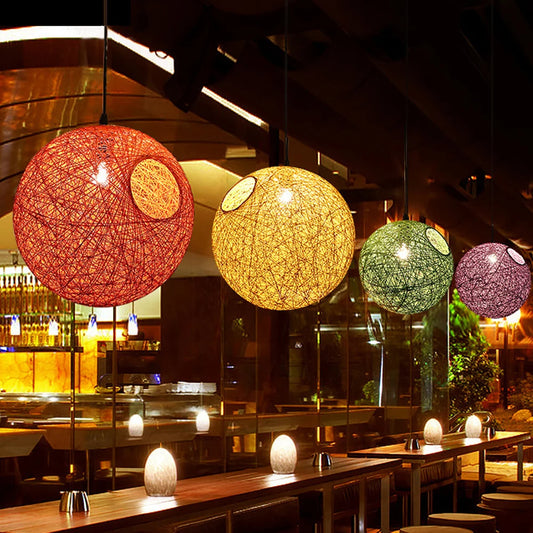 Nordic Hand-Woven Rattan Pendant