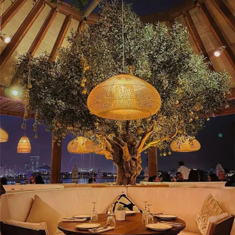 Vintage Handmade Rattan Pendant Lamp