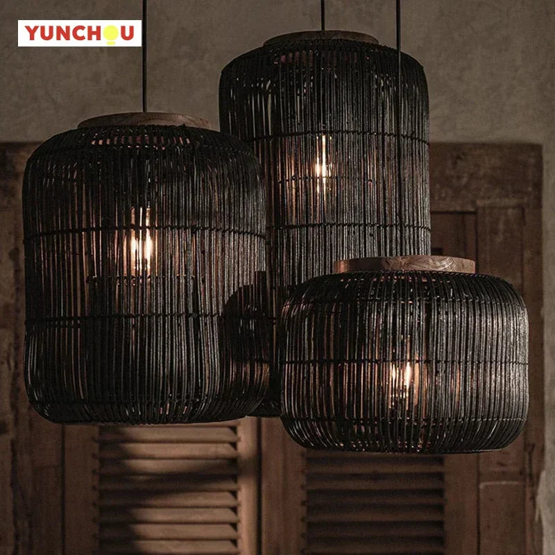 Japanese Wabi-Sabi Rattan Chandelier