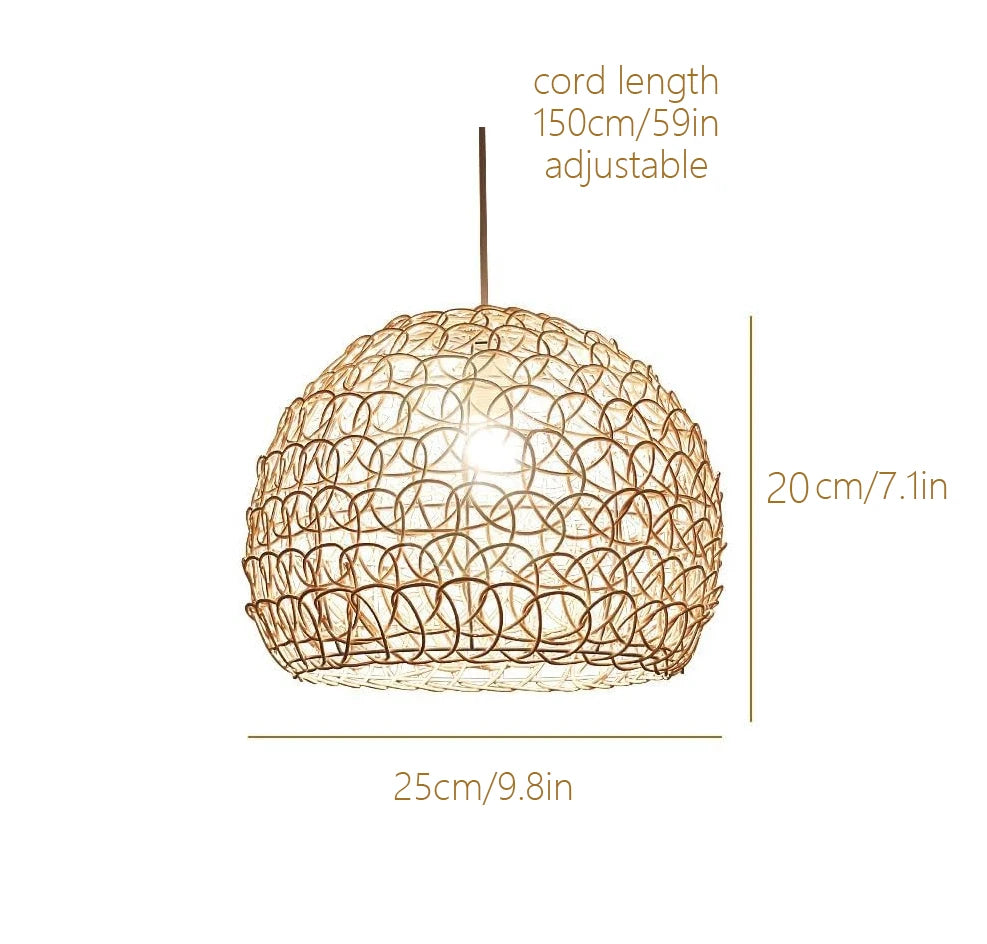 Hand-Knitted Bamboo Pendant Light (25cm)