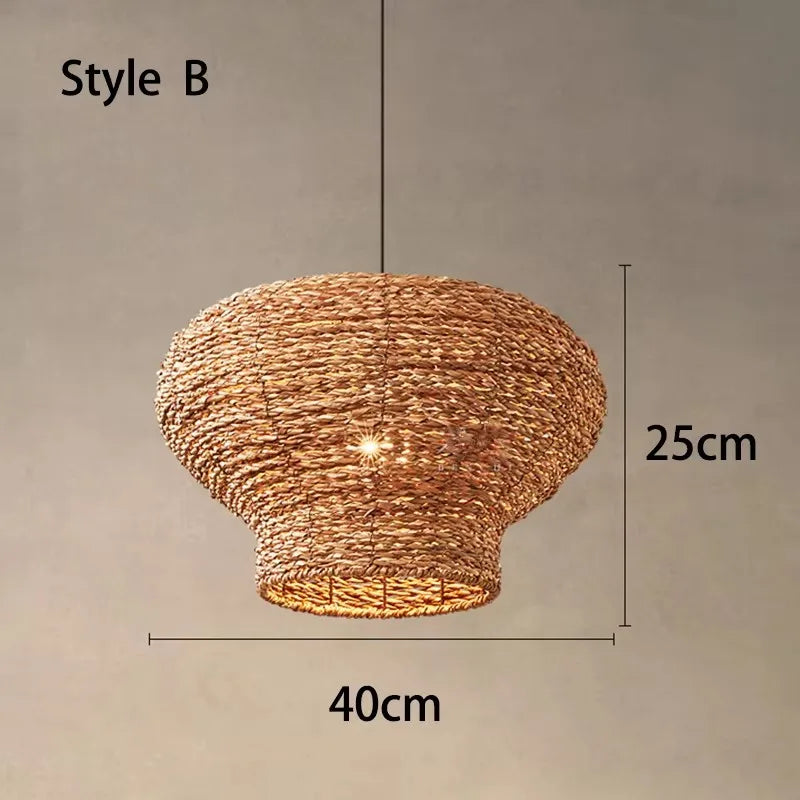 Retro Woven Rattan Wicker Chandelier