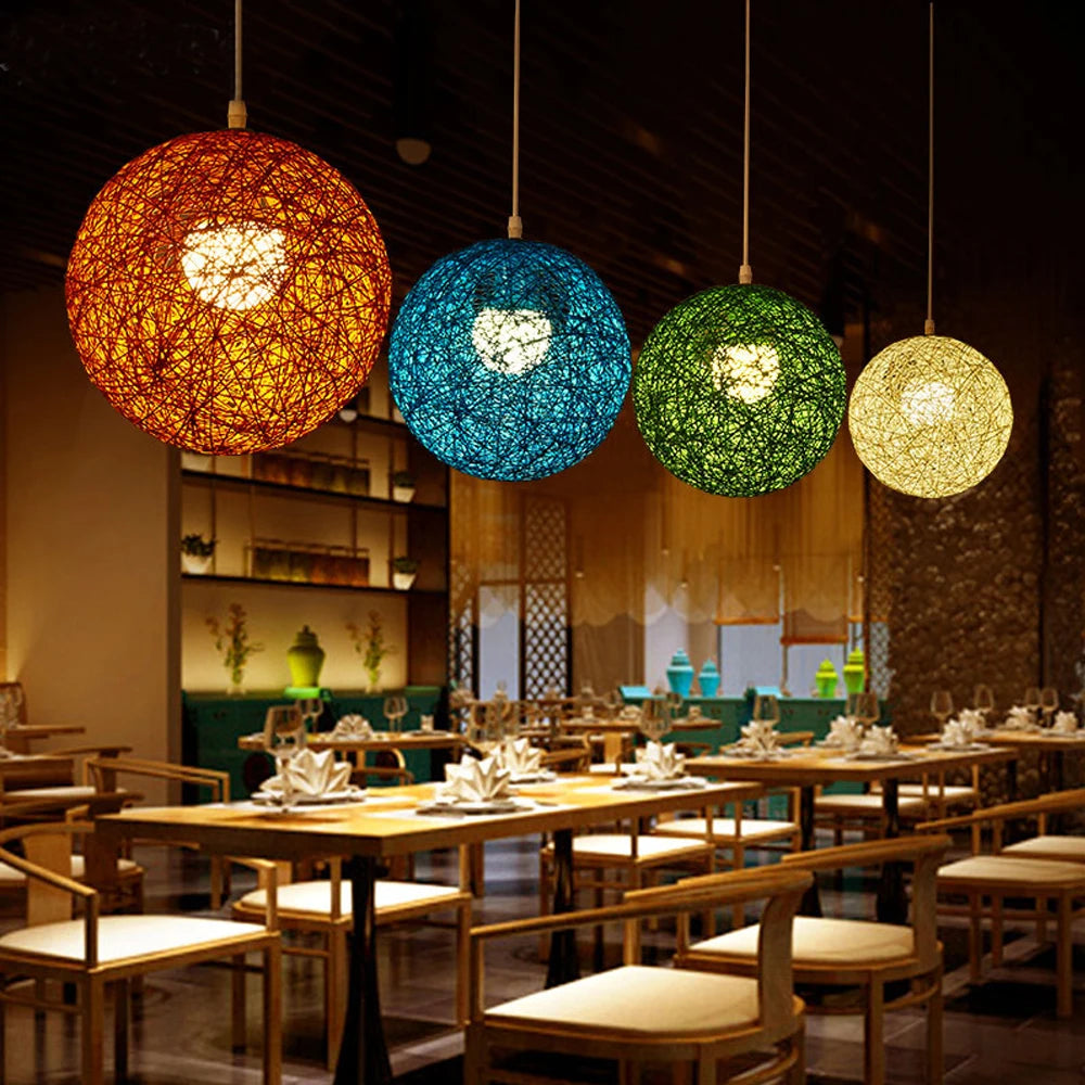 Nordic Hand-Woven Rattan Pendant