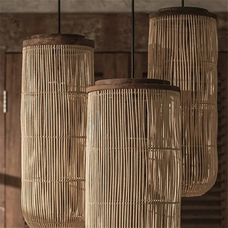 Vintage Rattan Wicker Pendant Light