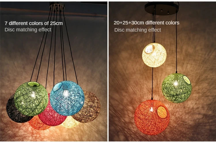 Nordic Rattan Ball Pendant Lamp