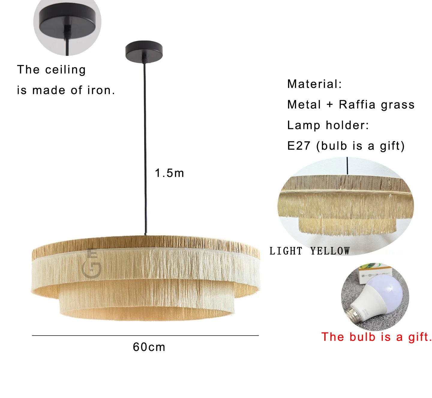 Raffia Rattan Tassel Chandelier