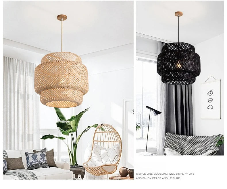 Hand-Woven Bamboo Lantern Pendant