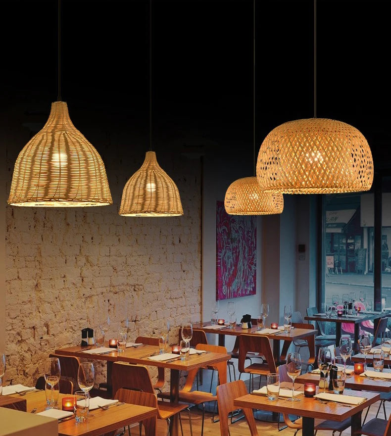Bamboo Lantern Rattan Pendant (30cm)