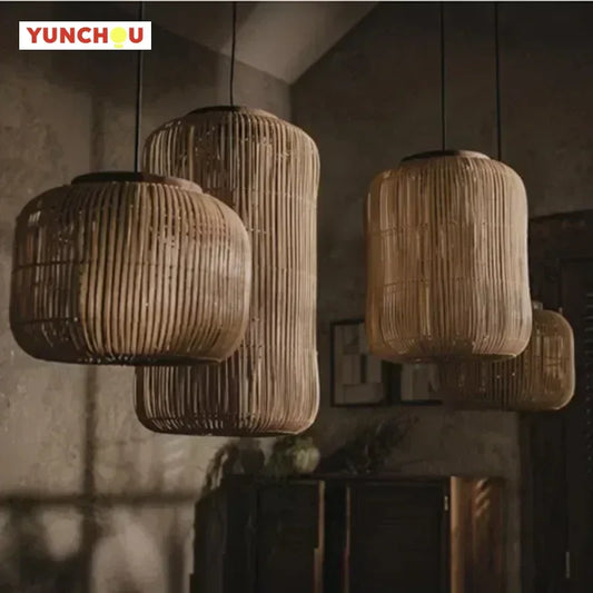 Japanese Wabi-Sabi Rattan Chandelier