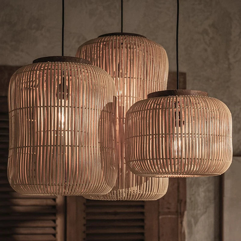 Vintage Rattan Wicker Pendant Light