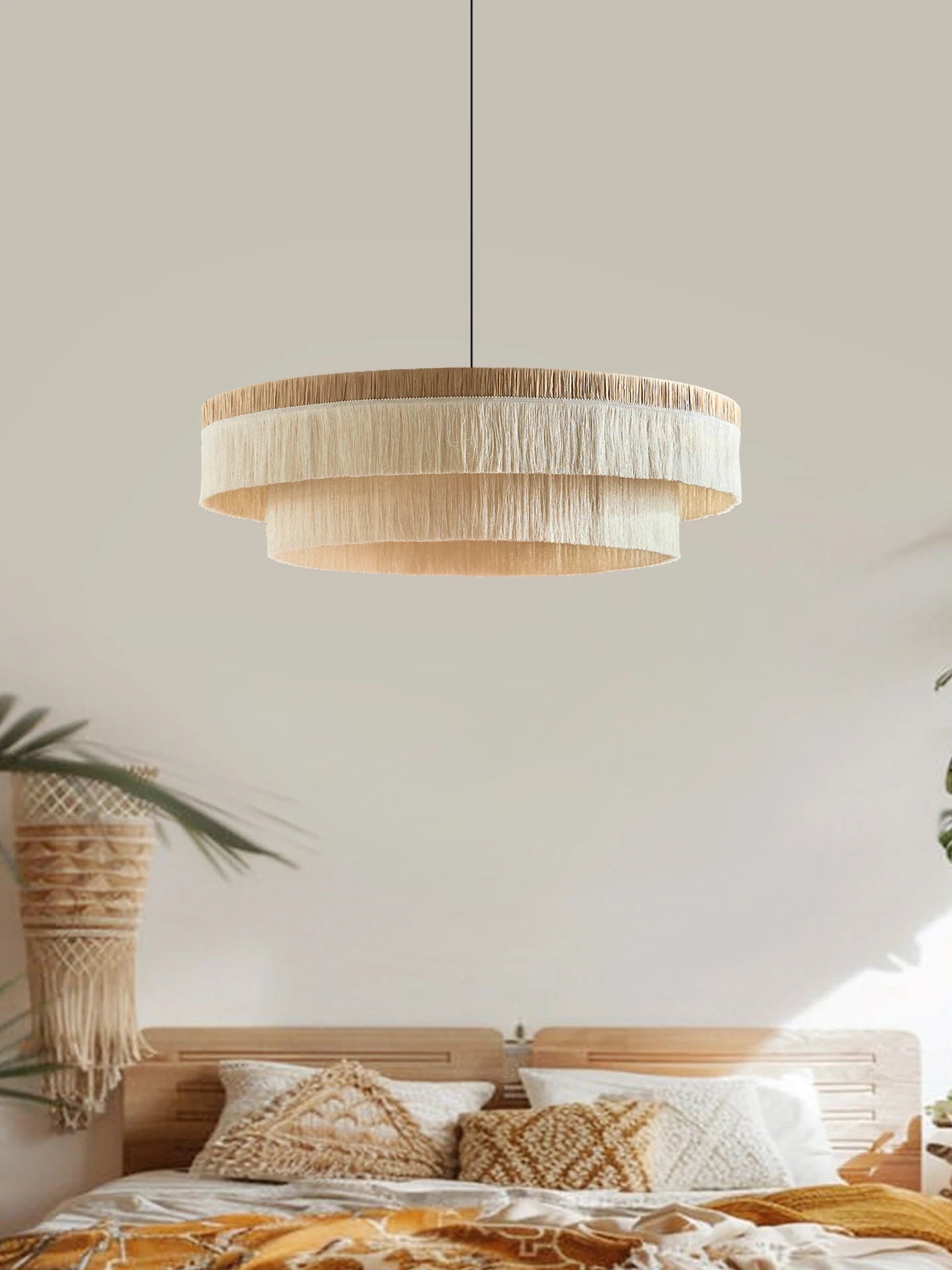 Raffia Rattan Tassel Chandelier