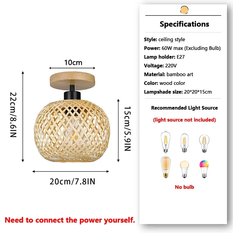 Handmade Bamboo Rattan Pendant (E27)