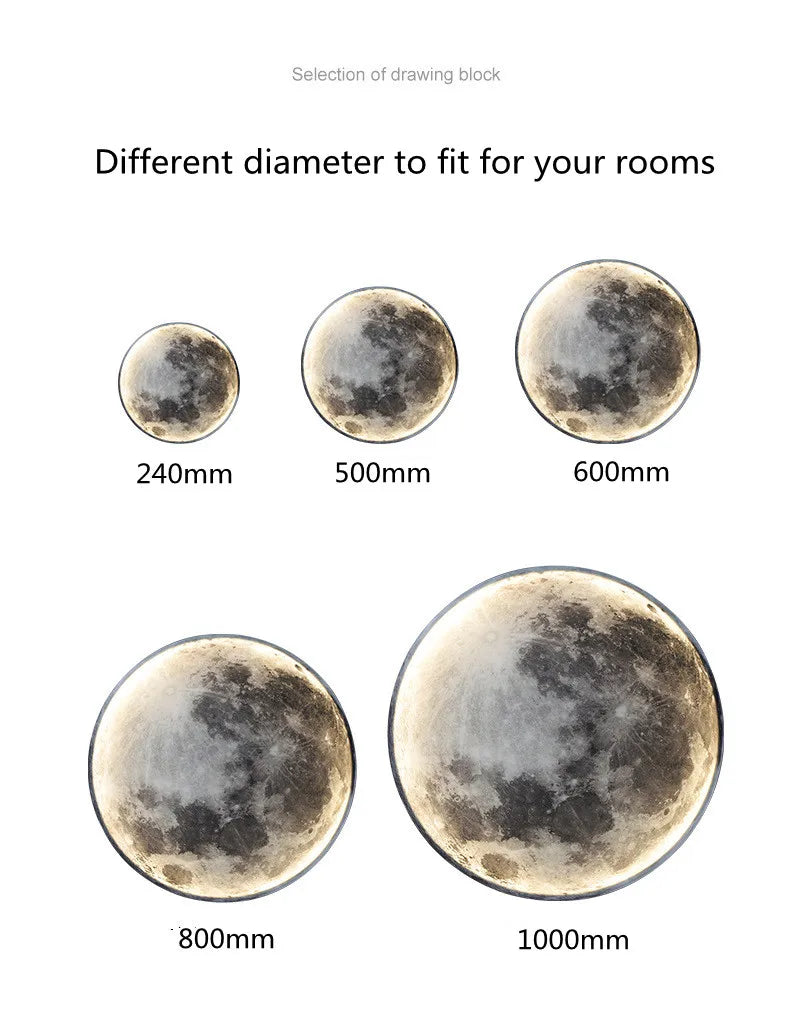 3D LED Moon Wall Lamp (50-80cm)