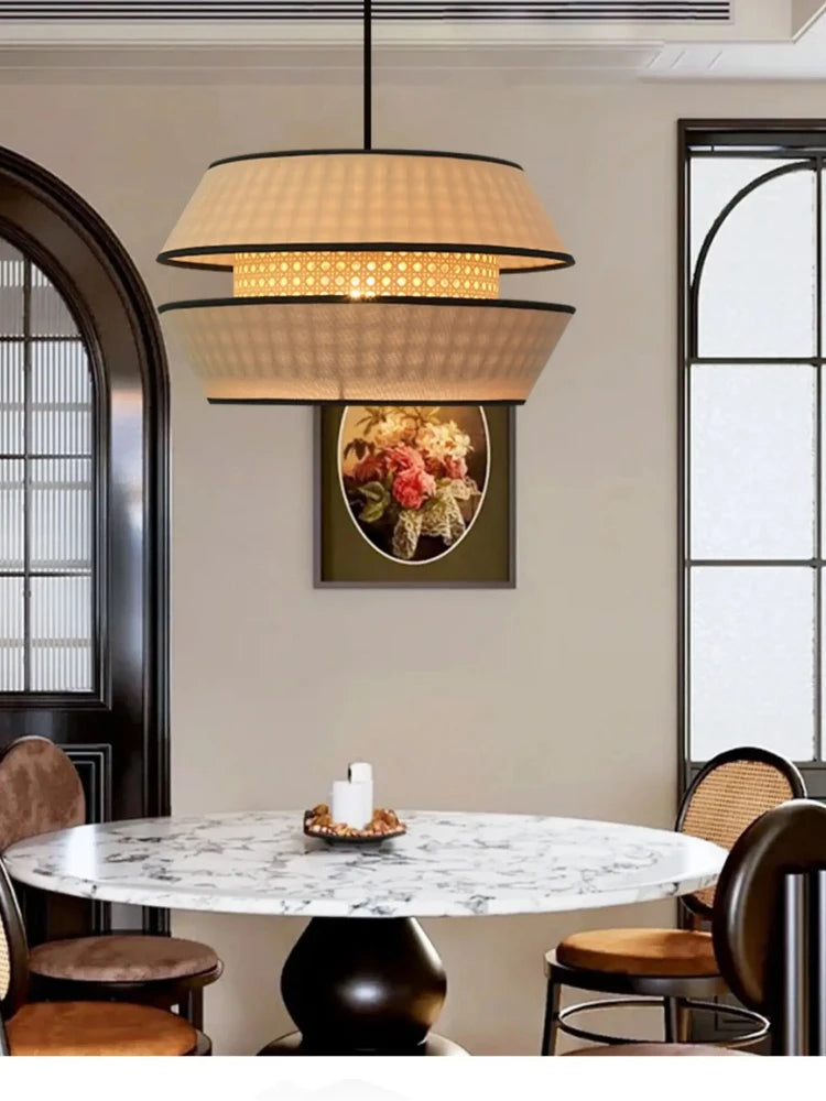 Retro Hand-Woven Rattan Chandelier