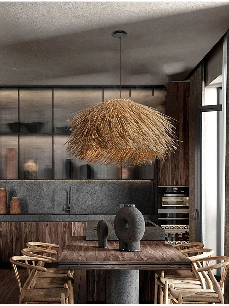 Hand-Woven Rattan Wabi-Sabi Chandelier