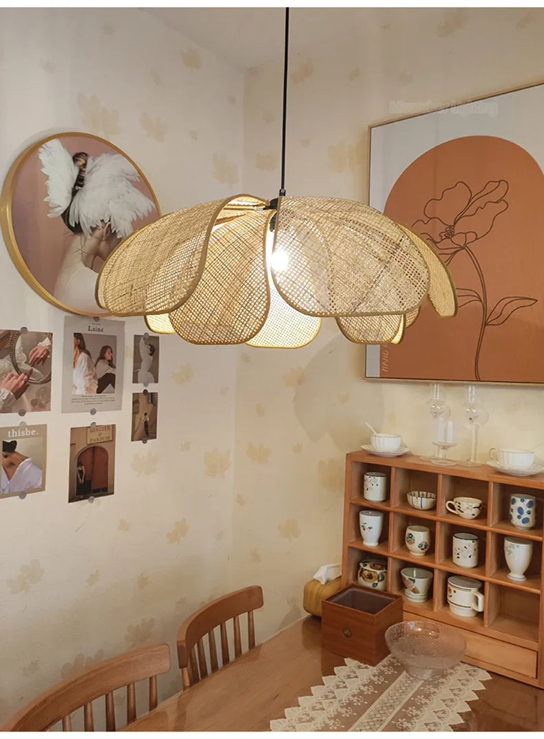 Rattan Petal Pendant Chandelier