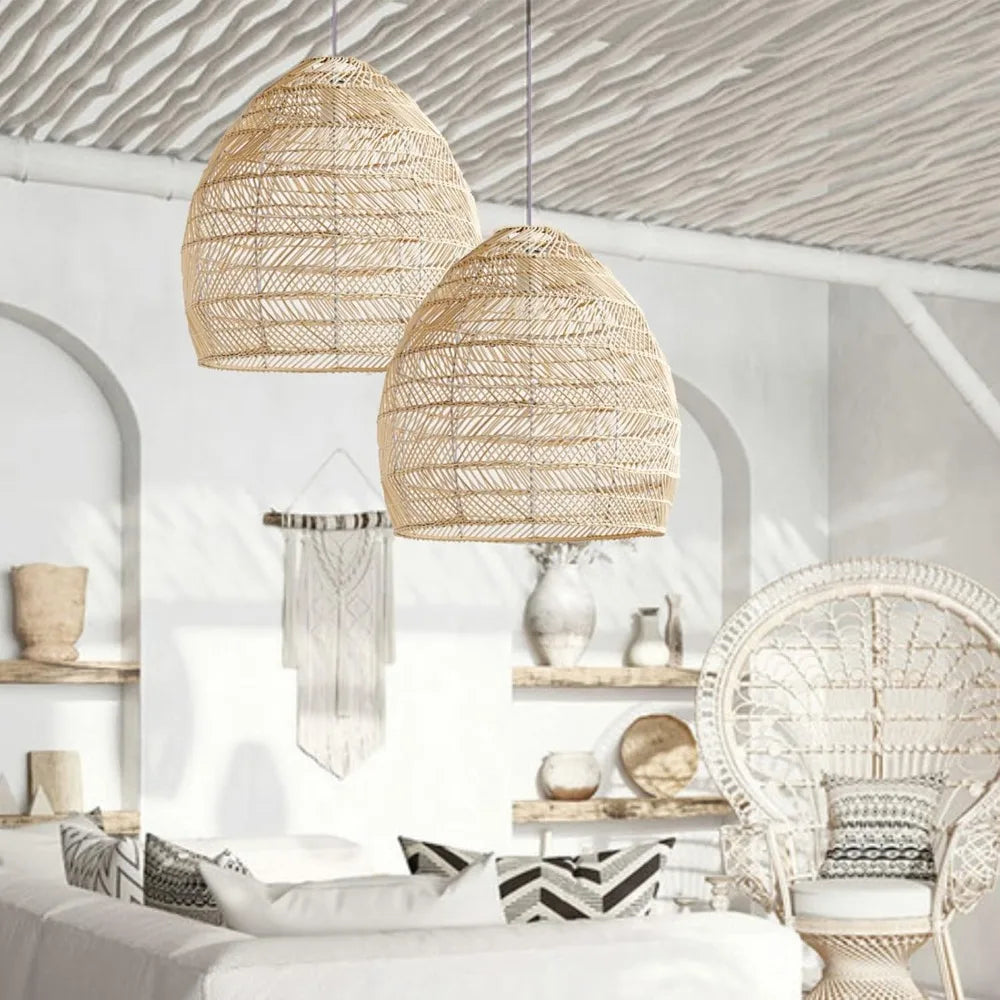 Woven Cane Rattan Pendant Light