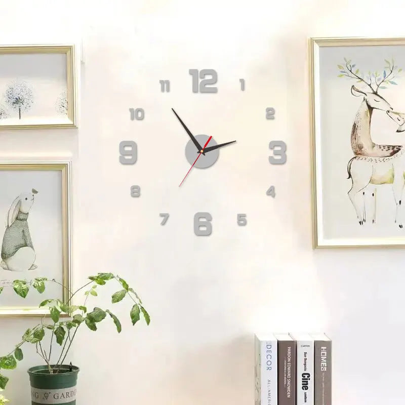 3D Frameless DIY Wall Clock Stickers