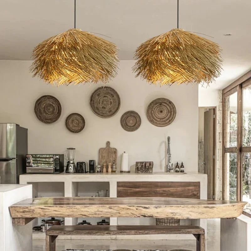Hand-Woven Rattan Wabi-Sabi Chandelier