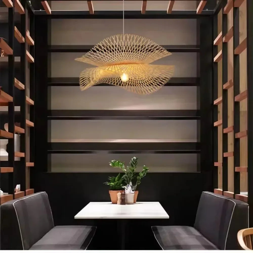 Japanese Bamboo Rattan Pendant Light