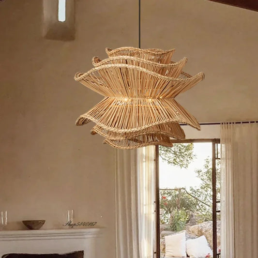Nordic Multi-Tier Rattan Chandelier