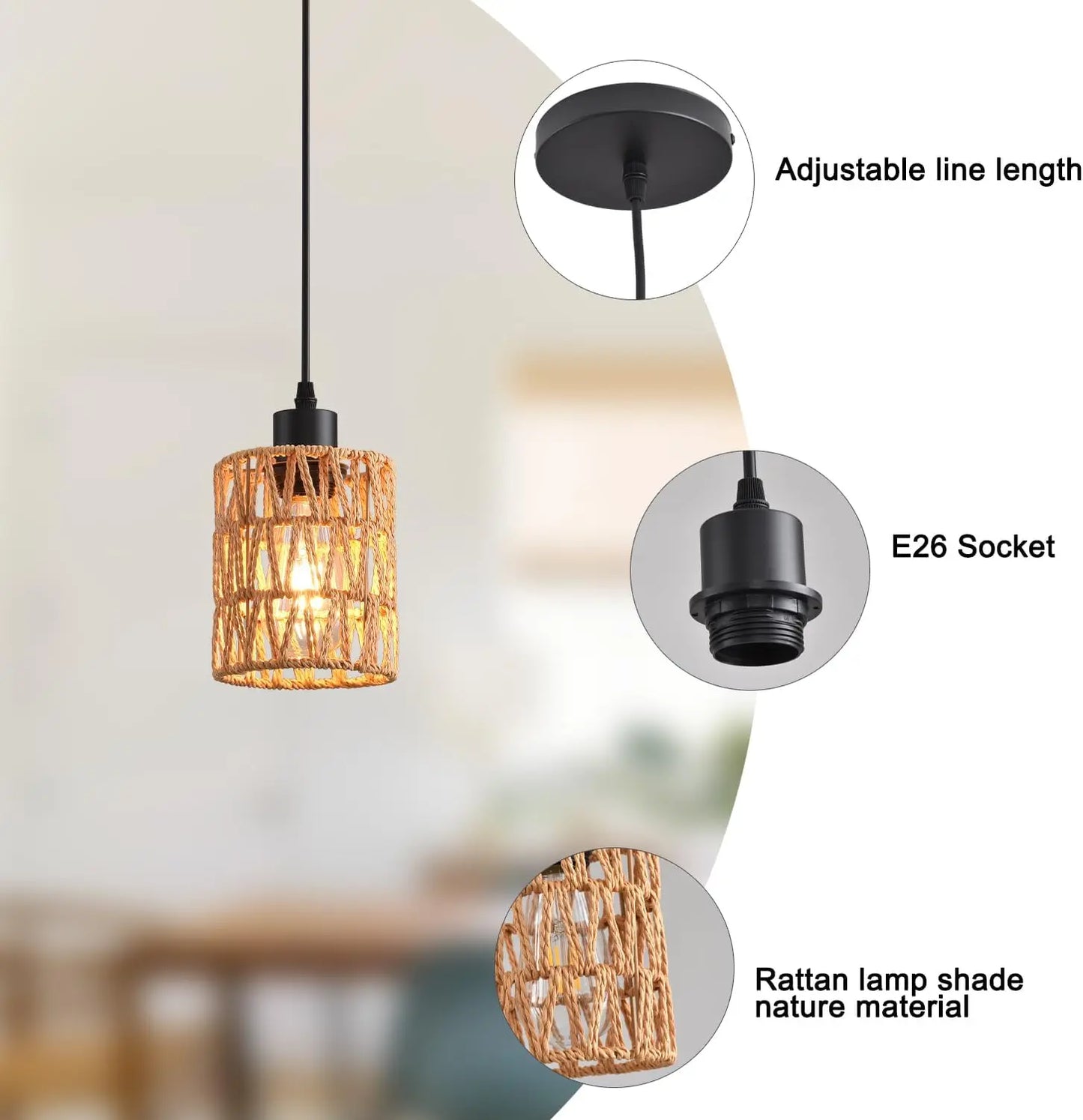 Retro Vine 3-Light Rattan Chandelier