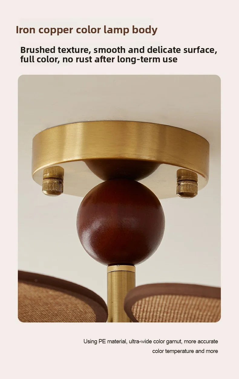 French Vintage Rattan Glass-Ball Pendant