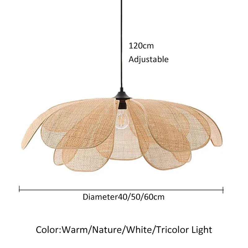 Rattan Woven Petal LED Pendant
