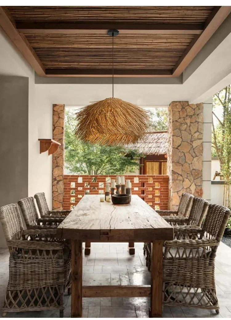 Hand-Woven Rattan Wabi-Sabi Chandelier