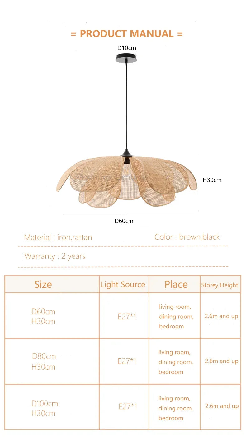 Rattan Petal Pendant Chandelier
