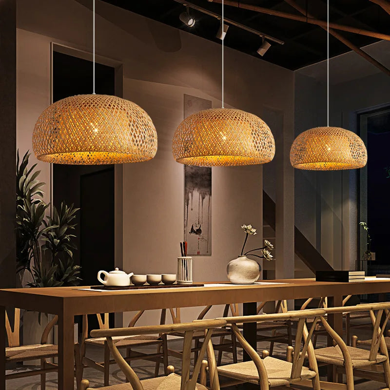 Bamboo Lantern Rattan Pendant (30cm)