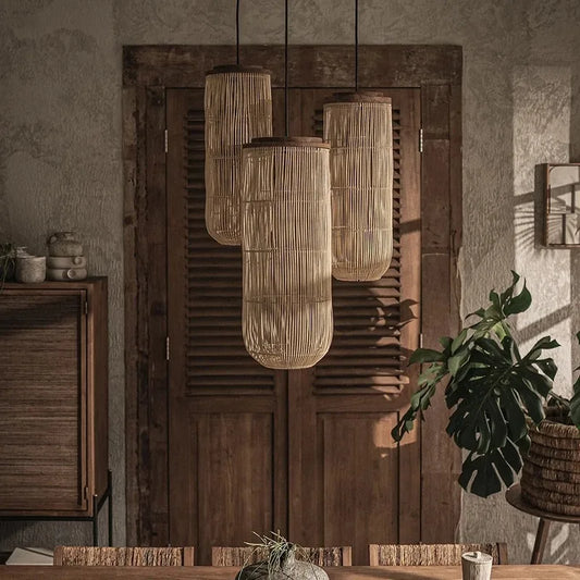 Vintage Rattan Wicker Pendant Light