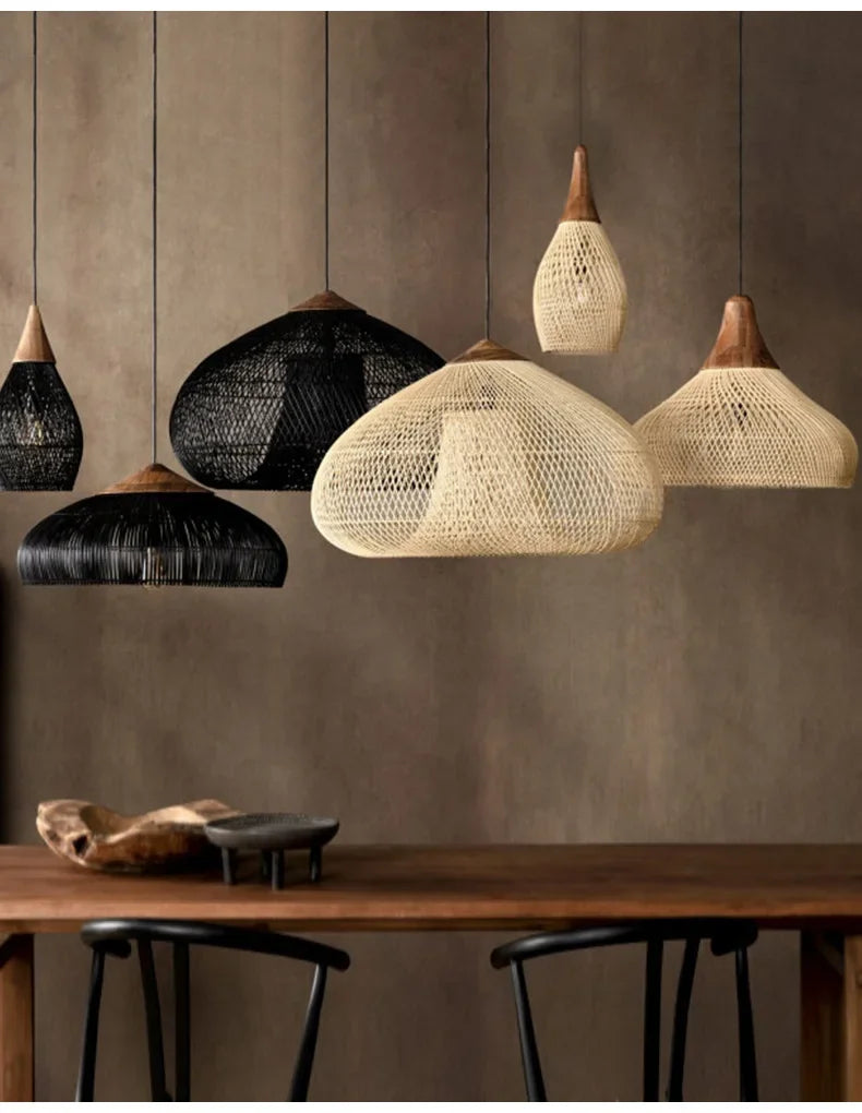 Vintage Handmade Rattan Pendant Lamp