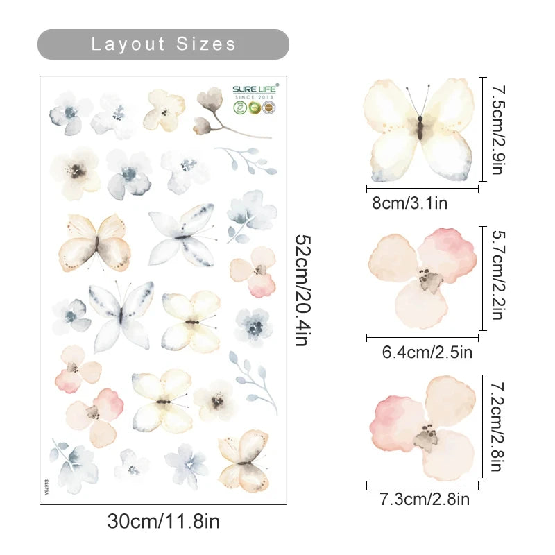 Boho Watercolour Flower Wall Decals