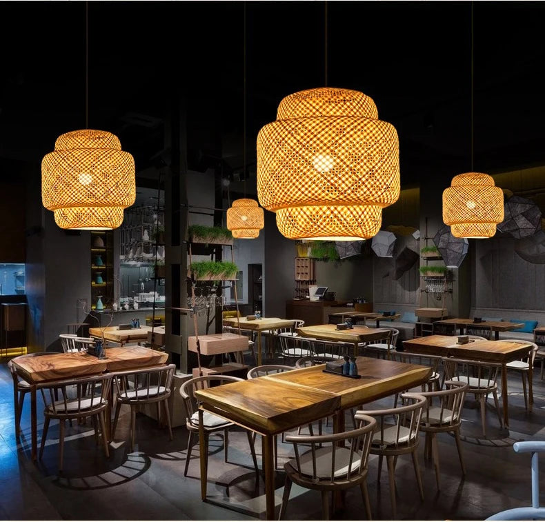 Bamboo Lantern Rattan Pendant (30cm)